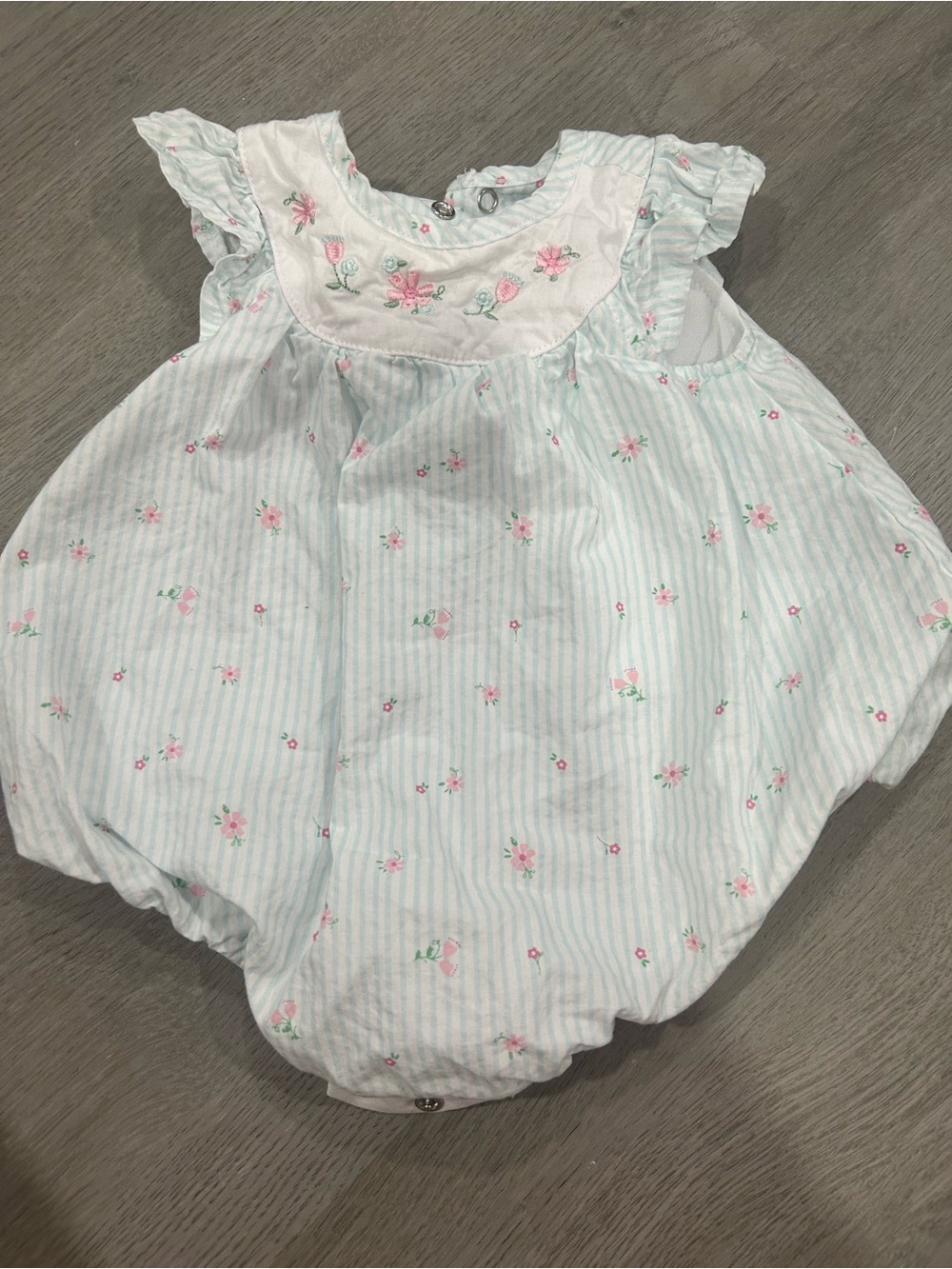 Vintage Baby Dress in Light Blue and Pink Floral